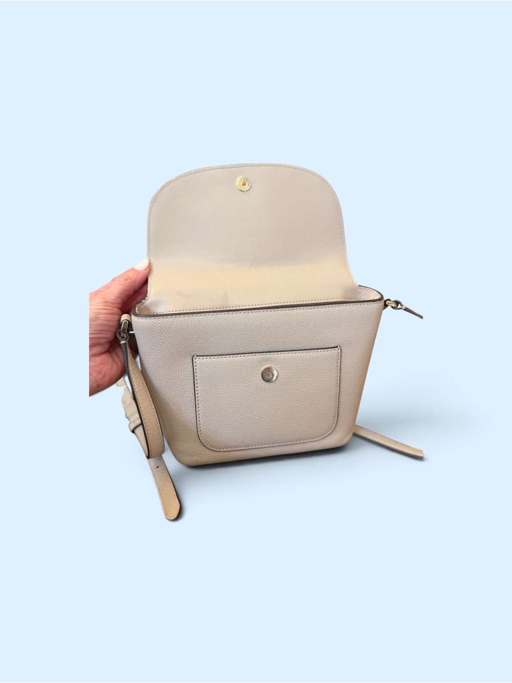 kate spade Pebble Leather Crossbody in Light Beige